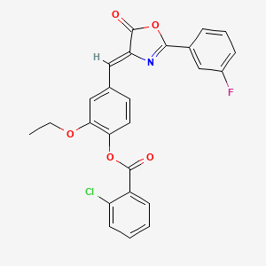 2-ethoxy-4-{[2-(3-fluorophenyl)-5-oxo-1,3-oxazol-4(5H)-ylidene]methyl}phenyl 2-chlorobenzoate