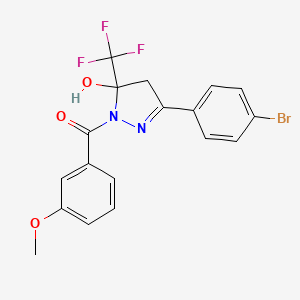 molecular formula C18H14BrF3N2O3 B4967278 3-(4-bromophenyl)-1-(3-methoxybenzoyl)-5-(trifluoromethyl)-4,5-dihydro-1H-pyrazol-5-ol 