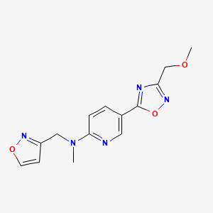 molecular formula C14H15N5O3 B4967290 N-(3-isoxazolylmethyl)-5-[3-(methoxymethyl)-1,2,4-oxadiazol-5-yl]-N-methyl-2-pyridinamine 