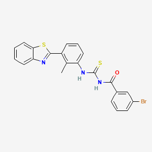molecular formula C22H16BrN3OS2 B4967298 N-({[3-(1,3-benzothiazol-2-yl)-2-methylphenyl]amino}carbonothioyl)-3-bromobenzamide 