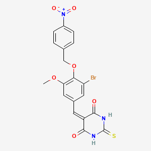 molecular formula C19H14BrN3O6S B4967337 5-{3-bromo-5-methoxy-4-[(4-nitrobenzyl)oxy]benzylidene}-2-thioxodihydro-4,6(1H,5H)-pyrimidinedione 