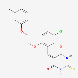 molecular formula C20H17ClN2O4S B4967357 5-{5-chloro-2-[2-(3-methylphenoxy)ethoxy]benzylidene}-2-thioxodihydro-4,6(1H,5H)-pyrimidinedione 