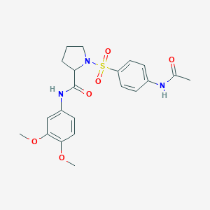 molecular formula C21H25N3O6S B496736 1-{[4-(acetylamino)phenyl]sulfonyl}-N-(3,4-dimethoxyphenyl)prolinamide 