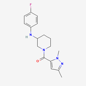 molecular formula C17H21FN4O B4967375 1-[(1,3-dimethyl-1H-pyrazol-5-yl)carbonyl]-N-(4-fluorophenyl)-3-piperidinamine 