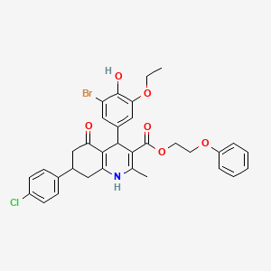 molecular formula C33H31BrClNO6 B4967401 2-phenoxyethyl 4-(3-bromo-5-ethoxy-4-hydroxyphenyl)-7-(4-chlorophenyl)-2-methyl-5-oxo-1,4,5,6,7,8-hexahydro-3-quinolinecarboxylate 