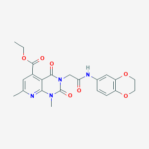 molecular formula C22H22N4O7 B4967409 ethyl 3-[2-(2,3-dihydro-1,4-benzodioxin-6-ylamino)-2-oxoethyl]-1,7-dimethyl-2,4-dioxo-1,2,3,4-tetrahydropyrido[2,3-d]pyrimidine-5-carboxylate 