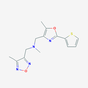 molecular formula C14H16N4O2S B4967427 N-methyl-1-(4-methyl-1,2,5-oxadiazol-3-yl)-N-{[5-methyl-2-(2-thienyl)-1,3-oxazol-4-yl]methyl}methanamine 