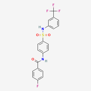 molecular formula C20H14F4N2O3S B4967431 4-fluoro-N-[4-({[3-(trifluoromethyl)phenyl]amino}sulfonyl)phenyl]benzamide 