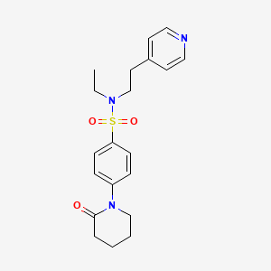 molecular formula C20H25N3O3S B4967447 N-ethyl-4-(2-oxo-1-piperidinyl)-N-[2-(4-pyridinyl)ethyl]benzenesulfonamide 