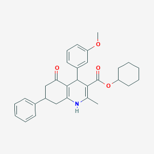 molecular formula C30H33NO4 B4967495 cyclohexyl 4-(3-methoxyphenyl)-2-methyl-5-oxo-7-phenyl-1,4,5,6,7,8-hexahydro-3-quinolinecarboxylate 