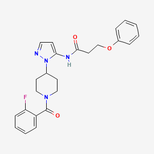 molecular formula C24H25FN4O3 B4967514 N-{1-[1-(2-fluorobenzoyl)-4-piperidinyl]-1H-pyrazol-5-yl}-3-phenoxypropanamide 