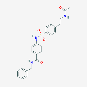 molecular formula C24H25N3O4S B496753 4-[({4-[2-(acetylamino)ethyl]phenyl}sulfonyl)amino]-N-benzylbenzamide 