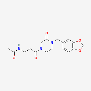 molecular formula C17H21N3O5 B4967531 N-{3-[4-(1,3-benzodioxol-5-ylmethyl)-3-oxo-1-piperazinyl]-3-oxopropyl}acetamide 