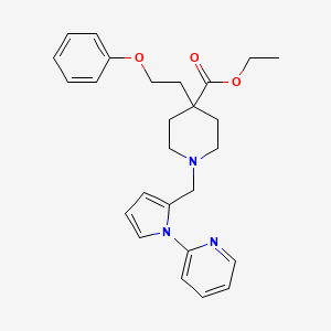 molecular formula C26H31N3O3 B4967532 ethyl 4-(2-phenoxyethyl)-1-{[1-(2-pyridinyl)-1H-pyrrol-2-yl]methyl}-4-piperidinecarboxylate 