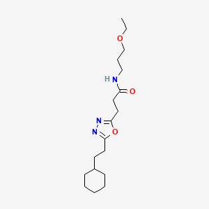 molecular formula C18H31N3O3 B4967547 3-[5-(2-cyclohexylethyl)-1,3,4-oxadiazol-2-yl]-N-(3-ethoxypropyl)propanamide 