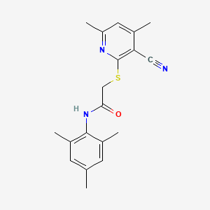 molecular formula C19H21N3OS B4967559 2-[(3-cyano-4,6-dimethylpyridin-2-yl)thio]-N-mesitylacetamide 