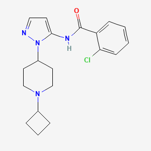 molecular formula C19H23ClN4O B4967563 2-chloro-N-[1-(1-cyclobutyl-4-piperidinyl)-1H-pyrazol-5-yl]benzamide 