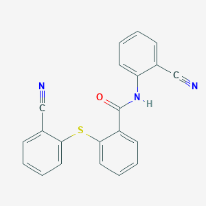 molecular formula C21H13N3OS B496757 N-(2-cyanophenyl)-2-[(2-cyanophenyl)sulfanyl]benzamide 