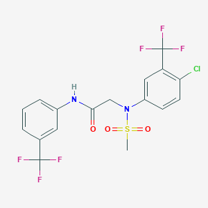 molecular formula C17H13ClF6N2O3S B4967571 N~2~-[4-chloro-3-(trifluoromethyl)phenyl]-N~2~-(methylsulfonyl)-N~1~-[3-(trifluoromethyl)phenyl]glycinamide 