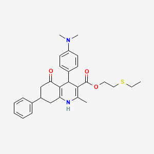 molecular formula C29H34N2O3S B4967575 2-(ethylthio)ethyl 4-[4-(dimethylamino)phenyl]-2-methyl-5-oxo-7-phenyl-1,4,5,6,7,8-hexahydro-3-quinolinecarboxylate 