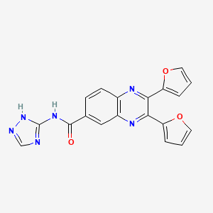 molecular formula C19H12N6O3 B4967576 2,3-di-2-furyl-N-1H-1,2,4-triazol-5-yl-6-quinoxalinecarboxamide 