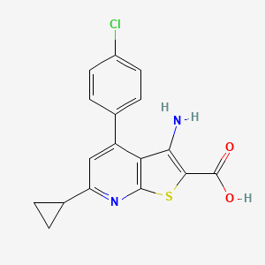 molecular formula C17H13ClN2O2S B4967577 3-amino-4-(4-chlorophenyl)-6-cyclopropylthieno[2,3-b]pyridine-2-carboxylic acid 