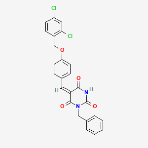 molecular formula C25H18Cl2N2O4 B4967585 1-benzyl-5-{4-[(2,4-dichlorobenzyl)oxy]benzylidene}-2,4,6(1H,3H,5H)-pyrimidinetrione 
