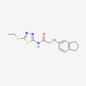 molecular formula C15H17N3O2S2 B4967609 2-(2,3-dihydro-1H-inden-5-yloxy)-N-[5-(ethylthio)-1,3,4-thiadiazol-2-yl]acetamide 