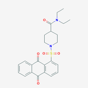 molecular formula C24H26N2O5S B496762 1-[(9,10-dioxo-9,10-dihydroanthracen-1-yl)sulfonyl]-N,N-diethylpiperidine-4-carboxamide 