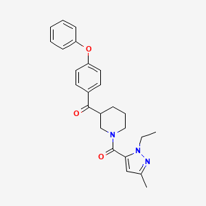 molecular formula C25H27N3O3 B4967656 {1-[(1-ethyl-3-methyl-1H-pyrazol-5-yl)carbonyl]-3-piperidinyl}(4-phenoxyphenyl)methanone 