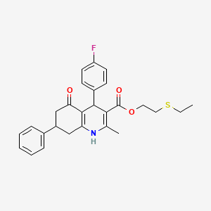 molecular formula C27H28FNO3S B4967663 2-(ethylthio)ethyl 4-(4-fluorophenyl)-2-methyl-5-oxo-7-phenyl-1,4,5,6,7,8-hexahydro-3-quinolinecarboxylate 