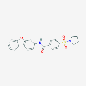 molecular formula C23H20N2O4S B496767 N-dibenzo[b,d]furan-3-yl-4-(1-pyrrolidinylsulfonyl)benzamide 