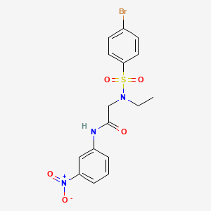 molecular formula C16H16BrN3O5S B4967671 N~2~-[(4-bromophenyl)sulfonyl]-N~2~-ethyl-N~1~-(3-nitrophenyl)glycinamide 