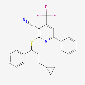 molecular formula C25H21F3N2S B4967673 2-[(3-cyclopropyl-1-phenylpropyl)thio]-6-phenyl-4-(trifluoromethyl)nicotinonitrile 