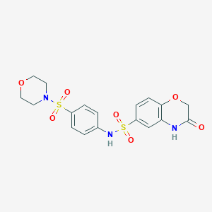 molecular formula C18H19N3O7S2 B496768 N-[4-(4-morpholinylsulfonyl)phenyl]-3-oxo-3,4-dihydro-2H-1,4-benzoxazine-6-sulfonamide 