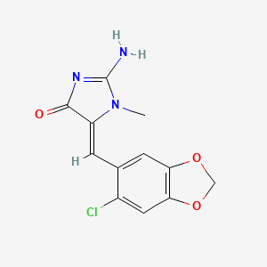 molecular formula C12H10ClN3O3 B4967696 5-[(6-chloro-1,3-benzodioxol-5-yl)methylene]-2-imino-1-methyl-4-imidazolidinone 