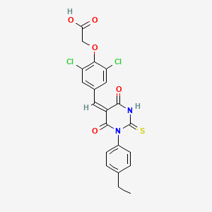 molecular formula C21H16Cl2N2O5S B4967701 (2,6-dichloro-4-{[1-(4-ethylphenyl)-4,6-dioxo-2-thioxotetrahydro-5(2H)-pyrimidinylidene]methyl}phenoxy)acetic acid 