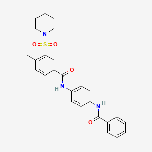 N-[4-(benzoylamino)phenyl]-4-methyl-3-(1-piperidinylsulfonyl)benzamide