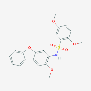 molecular formula C21H19NO6S B496772 2,5-dimethoxy-N-(2-methoxydibenzo[b,d]furan-3-yl)benzenesulfonamide 