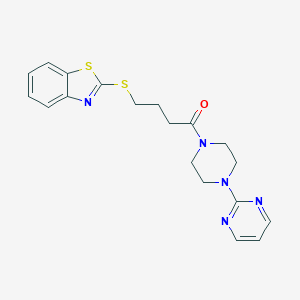 molecular formula C19H21N5OS2 B496774 4-(1,3-Benzothiazol-2-ylsulfanyl)-1-[4-(pyrimidin-2-yl)piperazin-1-yl]butan-1-one CAS No. 696635-63-9