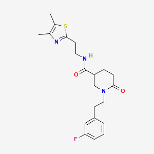molecular formula C21H26FN3O2S B4967774 N-[2-(4,5-dimethyl-1,3-thiazol-2-yl)ethyl]-1-[2-(3-fluorophenyl)ethyl]-6-oxo-3-piperidinecarboxamide 