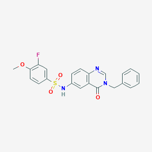 molecular formula C22H18FN3O4S B496779 N-(3-benzyl-4-oxo-3,4-dihydroquinazolin-6-yl)-3-fluoro-4-methoxybenzenesulfonamide CAS No. 903192-16-5