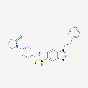 molecular formula C25H24N4O3S B496780 4-(2-oxo-1-pyrrolidinyl)-N-[1-(2-phenylethyl)-1H-benzimidazol-5-yl]benzenesulfonamide CAS No. 898921-01-2