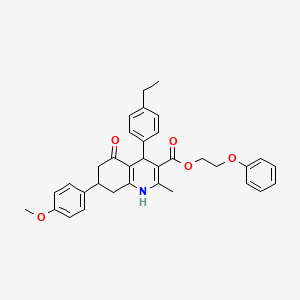 molecular formula C34H35NO5 B4967808 2-phenoxyethyl 4-(4-ethylphenyl)-7-(4-methoxyphenyl)-2-methyl-5-oxo-1,4,5,6,7,8-hexahydro-3-quinolinecarboxylate 