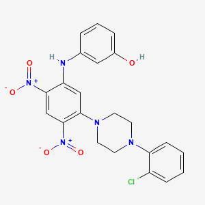 molecular formula C22H20ClN5O5 B4967849 3-({5-[4-(2-chlorophenyl)-1-piperazinyl]-2,4-dinitrophenyl}amino)phenol 