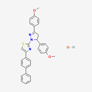 molecular formula C32H28BrN3O2S B4967893 4-(4-biphenylyl)-2-[3,5-bis(4-methoxyphenyl)-4,5-dihydro-1H-pyrazol-1-yl]-1,3-thiazole hydrobromide 