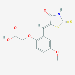 molecular formula C13H11NO5S2 B049679 [2-(2-Thioxo-4-oxothiazolidine-5-ylidenemethyl)-4-methoxyphenoxy]acetic acid CAS No. 260784-18-7