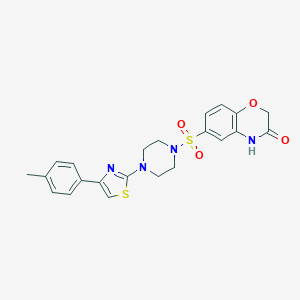molecular formula C22H22N4O4S2 B496790 6-({4-[4-(4-methylphenyl)-1,3-thiazol-2-yl]-1-piperazinyl}sulfonyl)-2H-1,4-benzoxazin-3(4H)-one CAS No. 879596-68-6