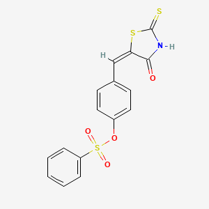 molecular formula C16H11NO4S3 B4967948 4-[(4-oxo-2-thioxo-1,3-thiazolidin-5-ylidene)methyl]phenyl benzenesulfonate 