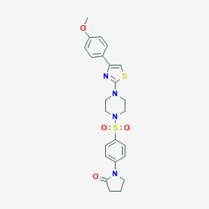 molecular formula C24H26N4O4S2 B496799 1-[4-({4-[4-(4-Methoxyphenyl)-1,3-thiazol-2-yl]-1-piperazinyl}sulfonyl)phenyl]-2-pyrrolidinone CAS No. 904504-32-1